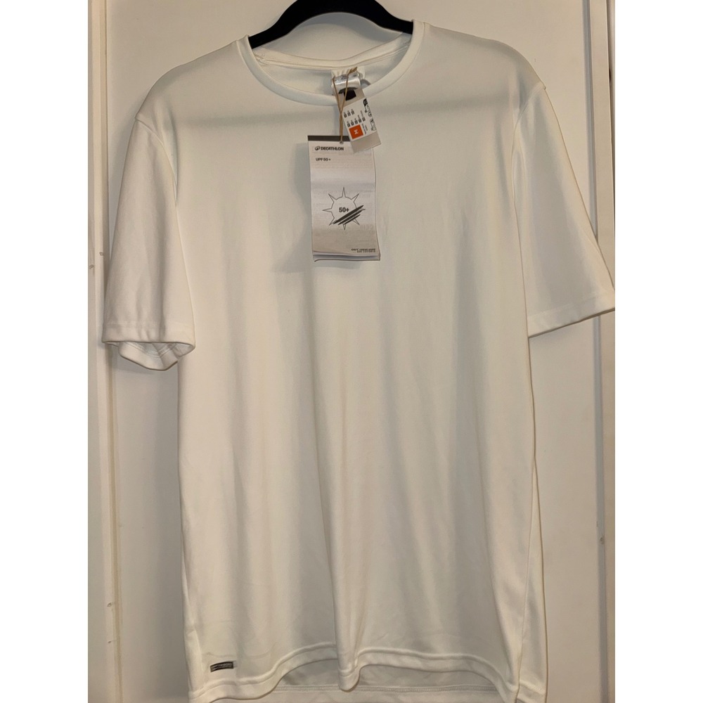 Decathlon Tribord Mens White UPF 50+ UV Protection T-Shirt Size Medium NWT